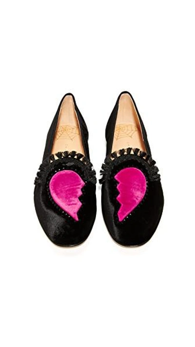 Shop Charlotte Olympia Heartbroken Slippers In Black