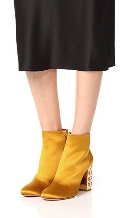 Shop Aquazzura Party 85 Booties In Amber Yellow