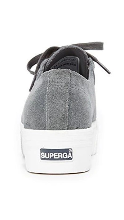 Shop Superga 2790 Suede Platform Sneakers In Grey