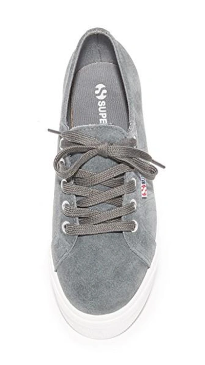 Shop Superga 2790 Suede Platform Sneakers In Grey