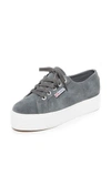 Superga 2790 Suede Platform Sneakers In Grey