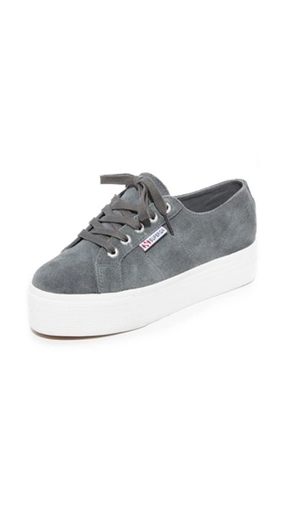 Superga 2790 Suede Platform Trainers In Grey