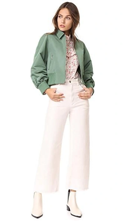 Shop Red Valentino Cropped Bomber Jacket In Sage