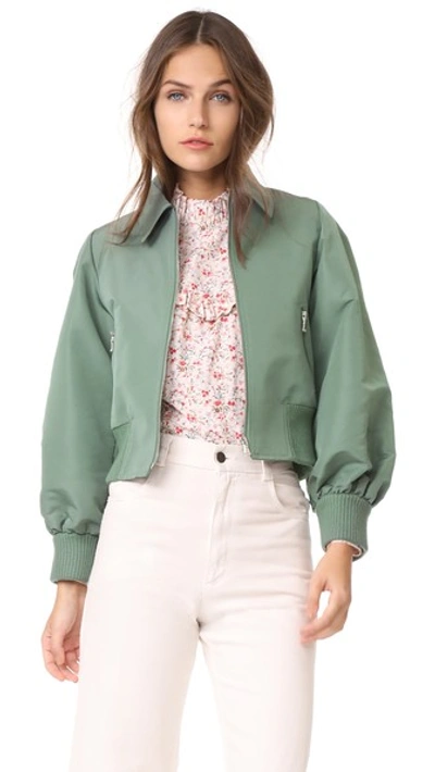 Red Valentino Cropped Bomber Jacket In Sage