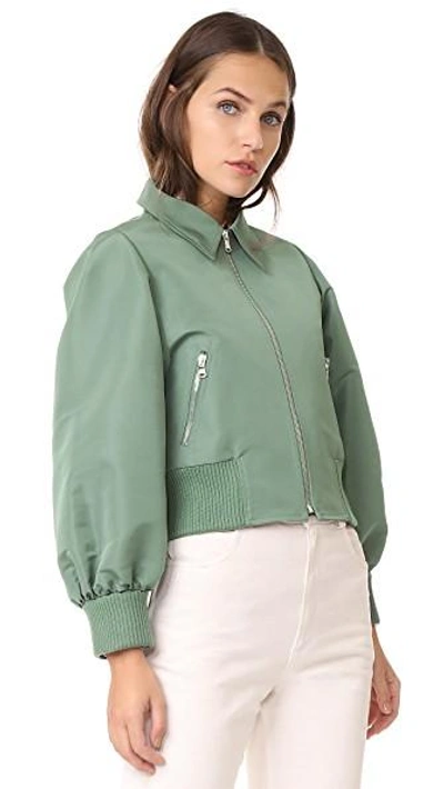 Shop Red Valentino Cropped Bomber Jacket In Sage