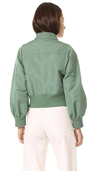 Shop Red Valentino Cropped Bomber Jacket In Sage