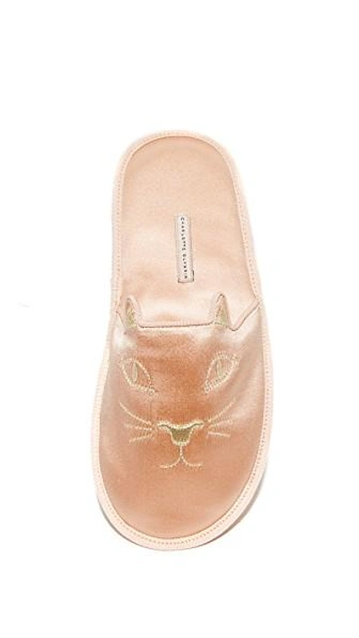 Shop Charlotte Olympia House Cats Slippers In Blush
