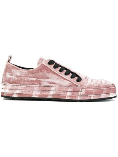 Shop Ann Demeulemeester Concealed Lace Sneakers - Pink & Purple