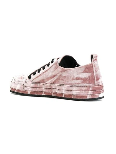 Shop Ann Demeulemeester Concealed Lace Sneakers - Pink & Purple