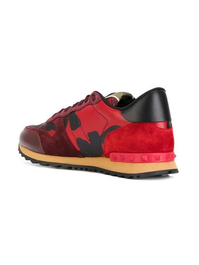 Valentino Garavani Rockrunner Camouflage-print Trainers In Red | ModeSens