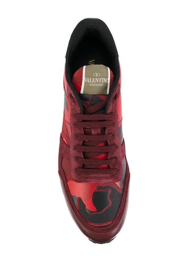 Valentino Garavani Rockrunner Camouflage-print Trainers In Red | ModeSens