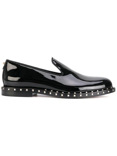 Valentino Soul Rockstud Patent Leather Formal Slipper, Black In Black