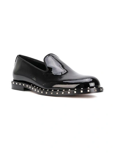 Valentino Soul Rockstud Patent Leather Formal Slipper, Black In Black