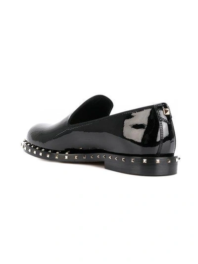 Valentino Soul Rockstud Patent Leather Formal Slipper, Black In Black