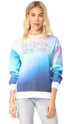 Kenzo Cotton Sweatshirt With Zipped Sides In Blue