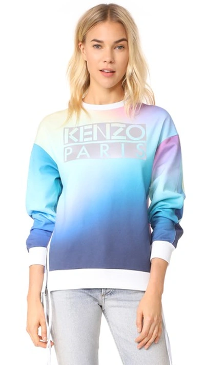 Kenzo Cotton Sweatshirt With Zipped Sides In Blue