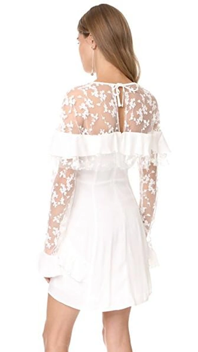 Shop For Love & Lemons Rosebud Embroidery Mini Dress In Ivory