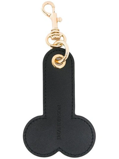 Shop Jw Anderson Leather Keyring In Black