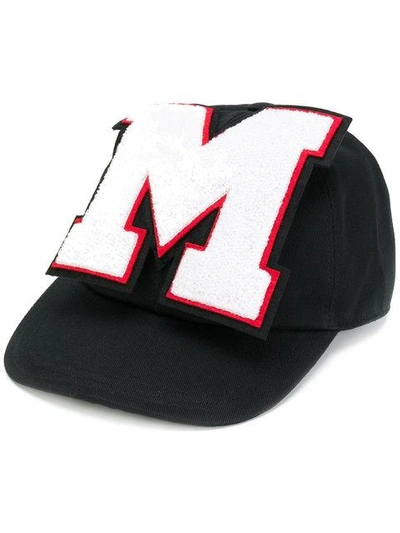 Shop Msgm Brand Patch Baseball Cap In Black