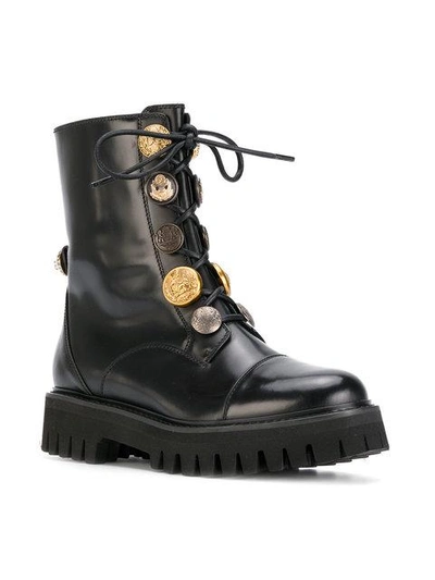 Shop Dolce & Gabbana Biker Boots With Decorative Buttons In Black