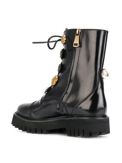 Shop Dolce & Gabbana Biker Boots With Decorative Buttons In Black