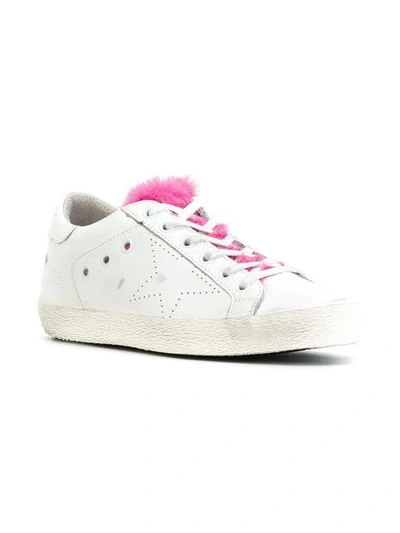 Shop Golden Goose Fur Tongue Superstar Sneakers In White