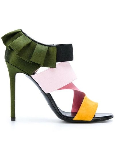 Shop Emilio Pucci Frilled Stiletto Sandals - Multicolour