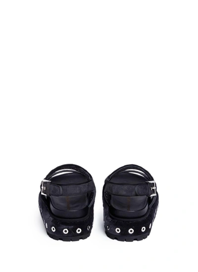 Shop Alexander Mcqueen Eyelet Velvet Slingback Platform Sandals