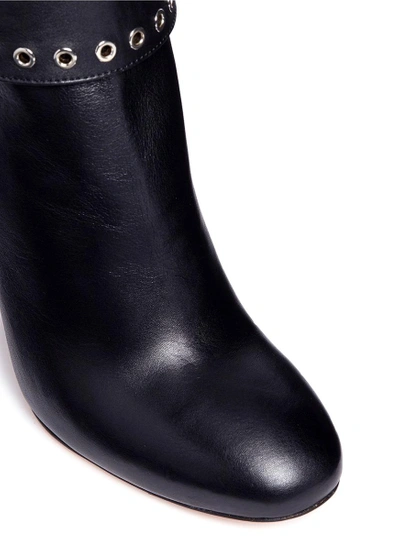 Shop Alexander Mcqueen Eyelet Embellished Foldover Leather Ankle Boots