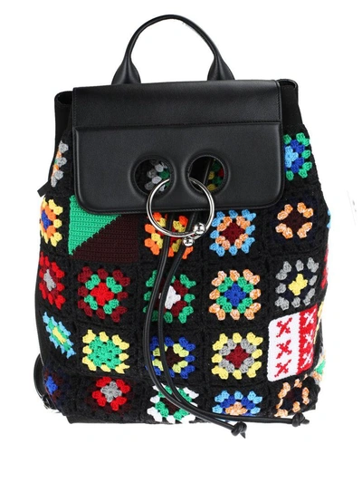 Shop Jw Anderson J.w. Anderson Crocheted Pierce Backpack In Black