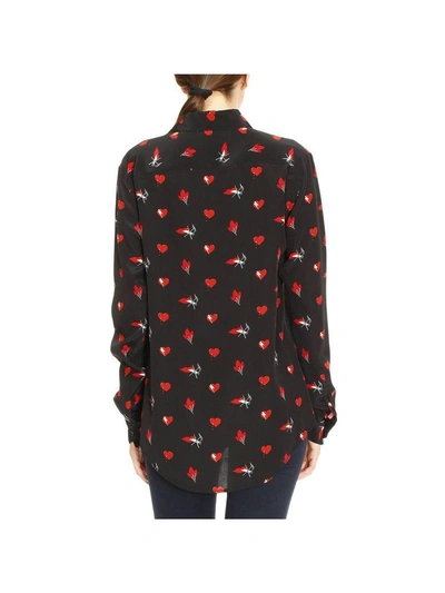 Saint Laurent Smoking Lips Heart Print Shirt In Black | ModeSens