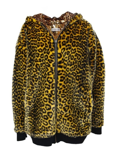 Shop Faith Connexion Leopard Print Hoodie In Yellow & Orange