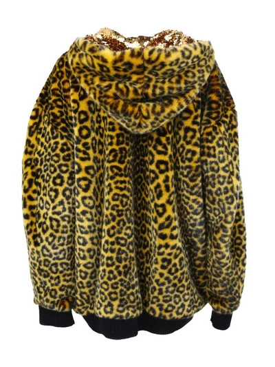 Shop Faith Connexion Leopard Print Hoodie In Yellow & Orange