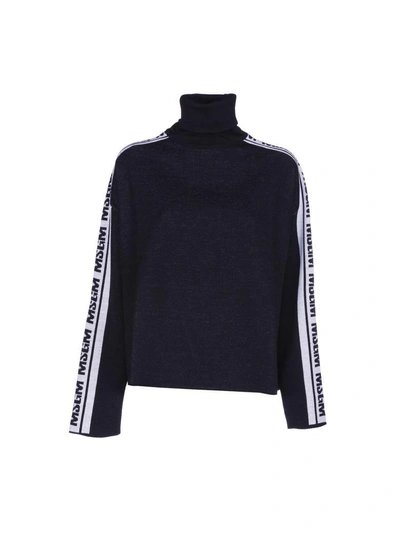 Shop Msgm Logo Turtleneck Jumper In Black