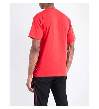Shop Gcds Flocked-logo Cotton-jersey T-shirt In Red