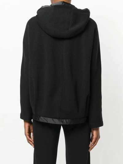 Shop Moncler Contrast Trim Hooded Sweatshirt In Black