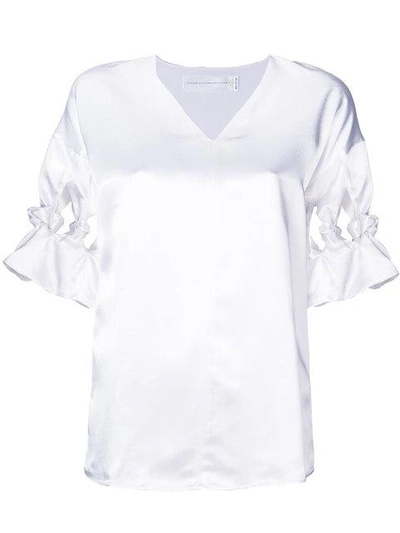 Shop Victoria Victoria Beckham Twisted Sleeves Detail Top In White