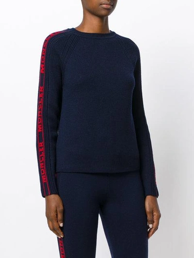 Shop Moncler Logo Sleeve Sweater