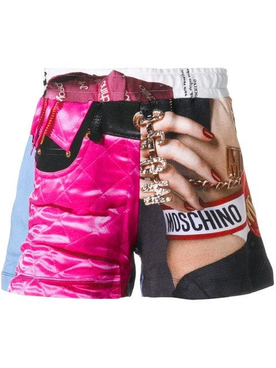 Shop Moschino Barbie Print Shorts - Multicolour