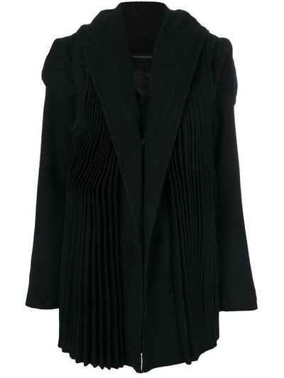 Shop Yohji Yamamoto Tailored Pleated Coat In Black