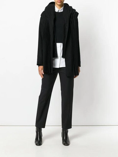 Shop Yohji Yamamoto Tailored Pleated Coat In Black
