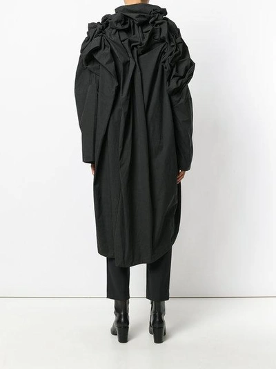 Shop Yohji Yamamoto Frill Embroidered Coat - Black