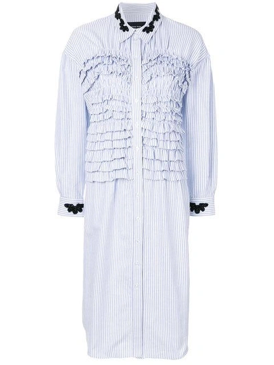 Shop Simone Rocha Striped Shirt Dress With Beaded Embellishment And Ruffles