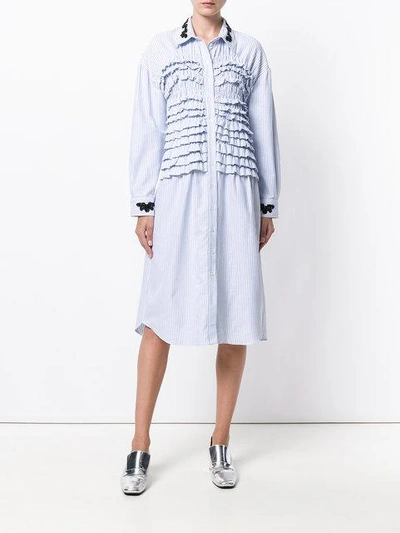 Shop Simone Rocha Striped Shirt Dress With Beaded Embellishment And Ruffles