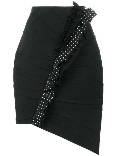 Shop Saint Laurent Asymmetrical Mini Skirt In Black