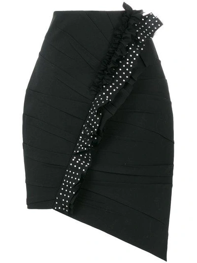 Saint Laurent Asymmetrical Wool Skirt In Black