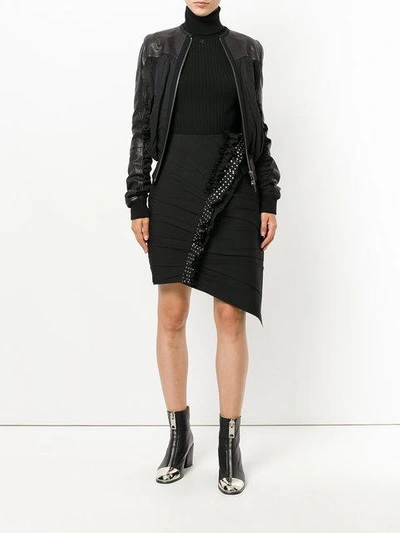 Shop Saint Laurent Asymmetrical Mini Skirt In Black