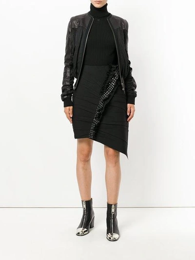 Saint Laurent Asymmetrical Wool Skirt In Black