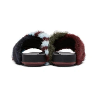 Shop Fendi Multicolor Fur Flowerland Slides In 9ij Black/multi