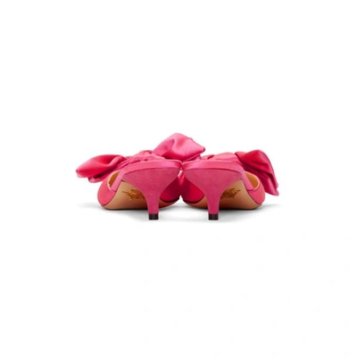 Shop Charlotte Olympia Pink Satin Sophie Mules
